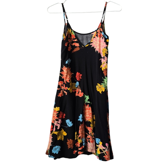 Ms Basics Cute Midi Dress | black with bright floral motif size XS - Picture 2 of 6